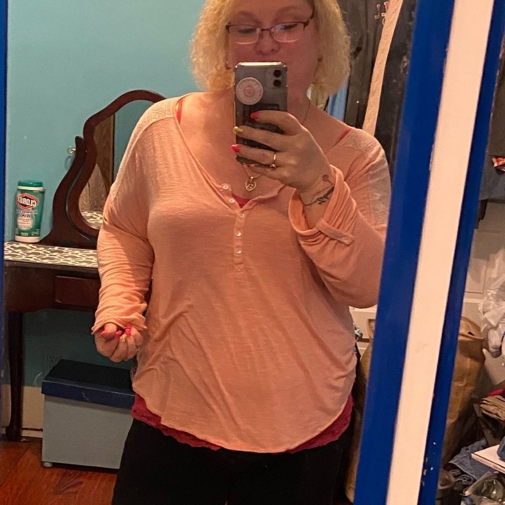 Lucky Brand XL Peach Top Lace - Picture 2 of 16